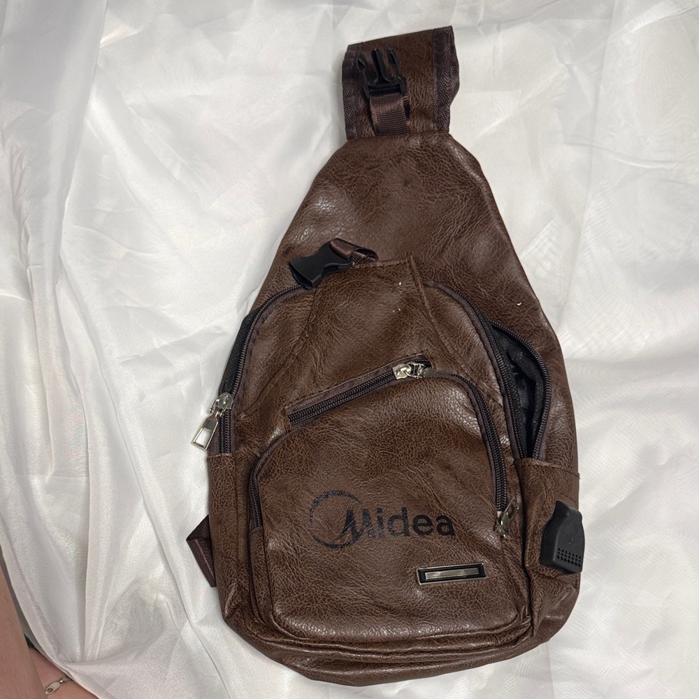 Brown PU Leather Small Sling Bag